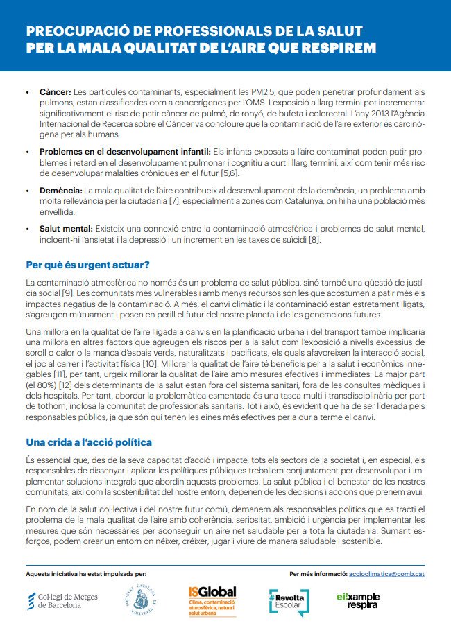 eixrespira's tweet photo. Avui hem estat al @COMBarcelona per presentar la carta oberta als responsables polítics per part dels professionals de la Salut per la mala qualitat de l'aire que respirem. 

La contaminació és un problema de salut pública.  

Més informació i adhesions: https://t.co/KETlBvrHFd https://t.co/cyVZPM2L7a