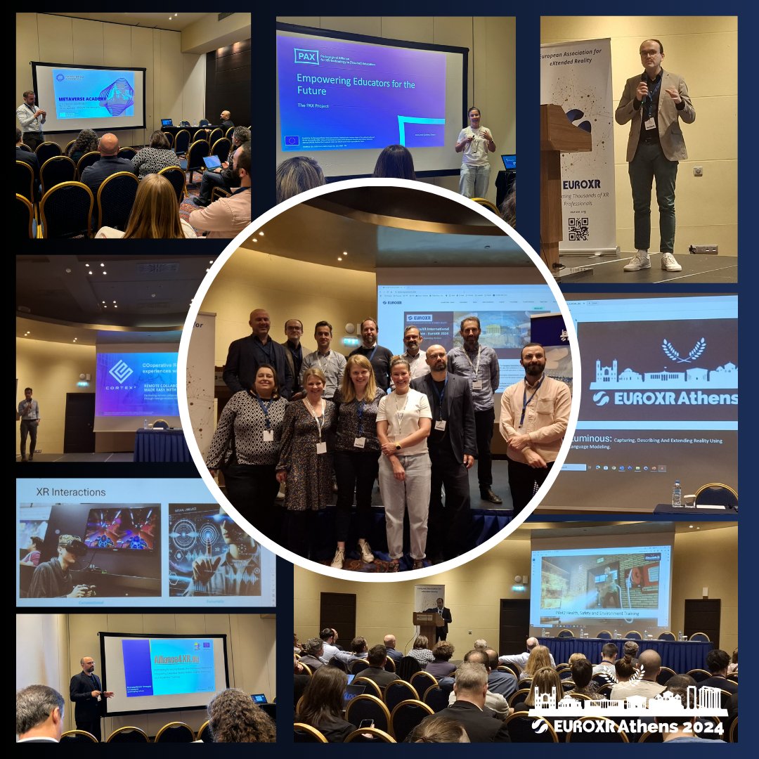 EuroXR Association (@euroxr_) on Twitter photo We wrap up the rest of day 2 with #Europeanproject pitches and special sessions.
Next Generation XR - <a href="/CORTEX2EU/">CORTEX2</a>, THEIA-XR, SUNxr.he, <a href="/DIDYMOS_EU/">DIDYMOS-XR</a> , Sharespace.EU, Luminous
ERASMUS2027 Innovation Alliance - <a href="/alliance4xr/">Alliance4xr</a> , PAX, Metaverse Academy, Digital Twin Project We wrap up the rest of day 2 with #Europeanproject pitches and special sessions.
Next Generation XR - <a href="/CORTEX2EU/">CORTEX2</a>, THEIA-XR, SUNxr.he, <a href="/DIDYMOS_EU/">DIDYMOS-XR</a> , Sharespace.EU, Luminous
ERASMUS2027 Innovation Alliance - <a href="/alliance4xr/">Alliance4xr</a> , PAX, Metaverse Academy, Digital Twin Project