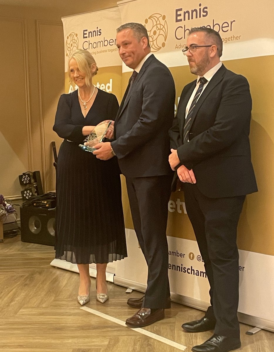 Congrats to the <a href="/InnatDromoland/">The Inn at Dromoland</a>  for winning Best Hospitality Provider at the <a href="/EnnisChamber/">Ennis Chamber</a>  Clare Business Excellence Awards!  Nandi O'Sullivan our Head of Comms was delighted to present the award. Kudos to the overall winner <a href="/BCILifeSciences/">Beckman Coulter Life Sciences</a> all category winners &amp; finalists.