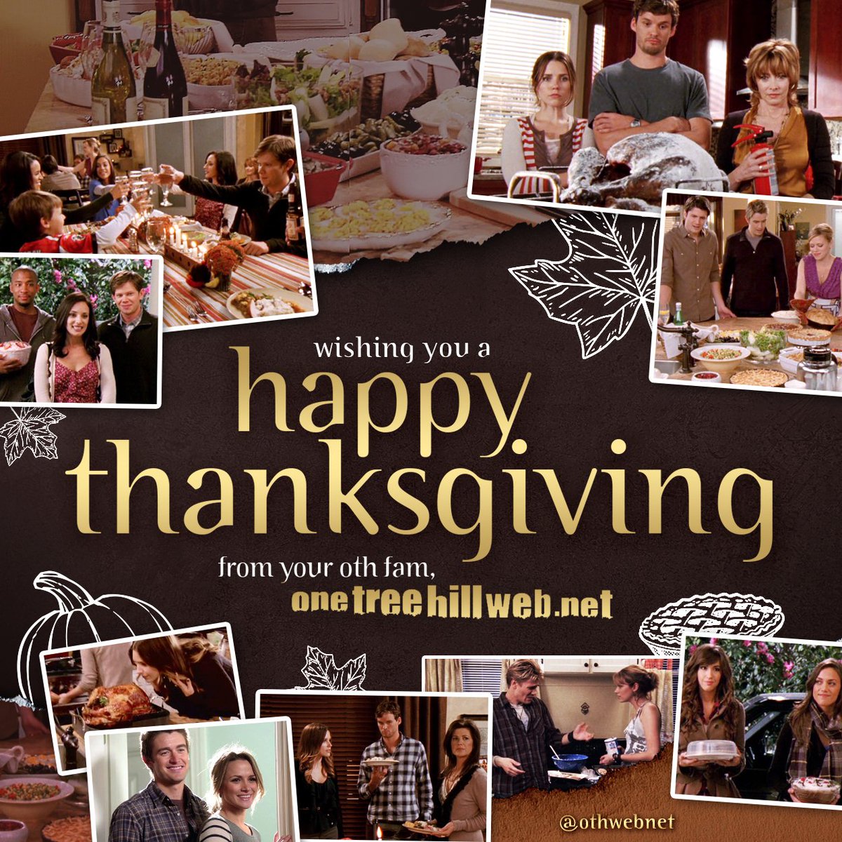 OTHWebnet's tweet photo. Happy Thanksgiving to all of our #OTHfam celebrating! We hope your holiday is filled with warmth, gratitude, plenty of good food, and lots of things to be thankful for. ✨🦃
#HappyThanksgiving #OneTreeHill https://t.co/ljBjayZDgT