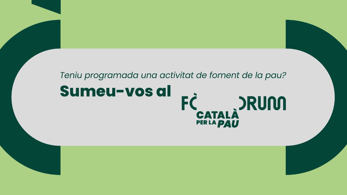 Si organitzeu activitats sobre cultura de pau, aquesta tardor o durant el 2025, recordeu incorporar-la aquí➡️forumcatalapau.cat/activitats/

Aquesta iniciativa s'engloba en el #ForumCatPau, que pretén impulsar un procés de trobada i reflexió que enforteixi el moviment per la pau.
