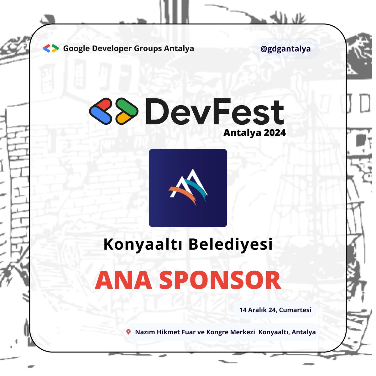 GDG & WTM Antalya (@gdgantalya) on Twitter photo Konyaaltı Belediyesi’ne <a href="/konyaaltibld/">Konyaaltı Belediyesi</a> @konyaaltincubation , DevFest Antalya 2024 yolculugumuz boyunca ‘Ana Sponsorumuz’ olarak gösterdikleri destekten ötürü tesekkür
ederiz. Ortakliginizla, 14 Aralık’ta inovasyon, teknoloji ve toplulugu bir araya getiriyoruz! Konyaaltı Belediyesi’ne <a href="/konyaaltibld/">Konyaaltı Belediyesi</a> @konyaaltincubation , DevFest Antalya 2024 yolculugumuz boyunca ‘Ana Sponsorumuz’ olarak gösterdikleri destekten ötürü tesekkür
ederiz. Ortakliginizla, 14 Aralık’ta inovasyon, teknoloji ve toplulugu bir araya getiriyoruz!