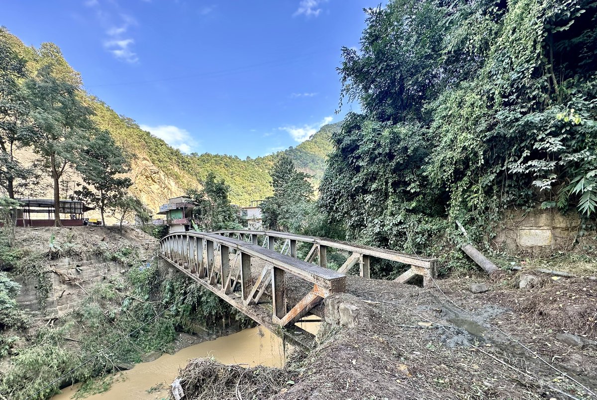 abumetha's tweet photo. Visited the old bridge at Chümoukedima that used to connect to Kohima. Built during the British era and with materials from the UK, this bridge has history written all over it. It connected a very remote part of the world to the rest of the sub-continent and was an important lifeline for the British Empire. 

During the 2nd World War, it ensured movement of logistics and reinforcements, and till the new bridge came, it remained as a lifeline for both the states of Nagaland and Manipur and beyond. It has tremendous tourism and experiential potential and we will all work collectively towards that destination with a strategic and sustainable master-plan.