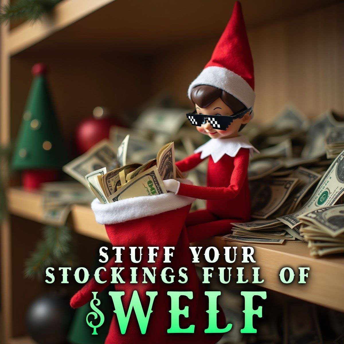 W1zmi's tweet photo. @ramonos NOT TROLLING i dont usually shill things but i think were deadass early on this 

LOOK AT THIS GENERATIONAL $WELF play Wealth on a Shelf 🤣 its funny and original, a literal elf on a shelf making you wealth, atleast look at it. I think it slowly cooks https://t.co/RKl3m8fqCt
