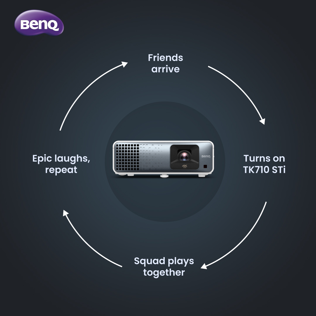 BenQIndia's tweet image. Why settle for a tiny screen when the BenQ TK710STi can turn your living room into a gaming arena. With stunning 4K visuals and super-smooth gameplay, it’s your perfect companion. 
 
#GamingProjector #TK710STi  #4KEntertainment #MovieNight #BigScreenGaming  #laserprojector