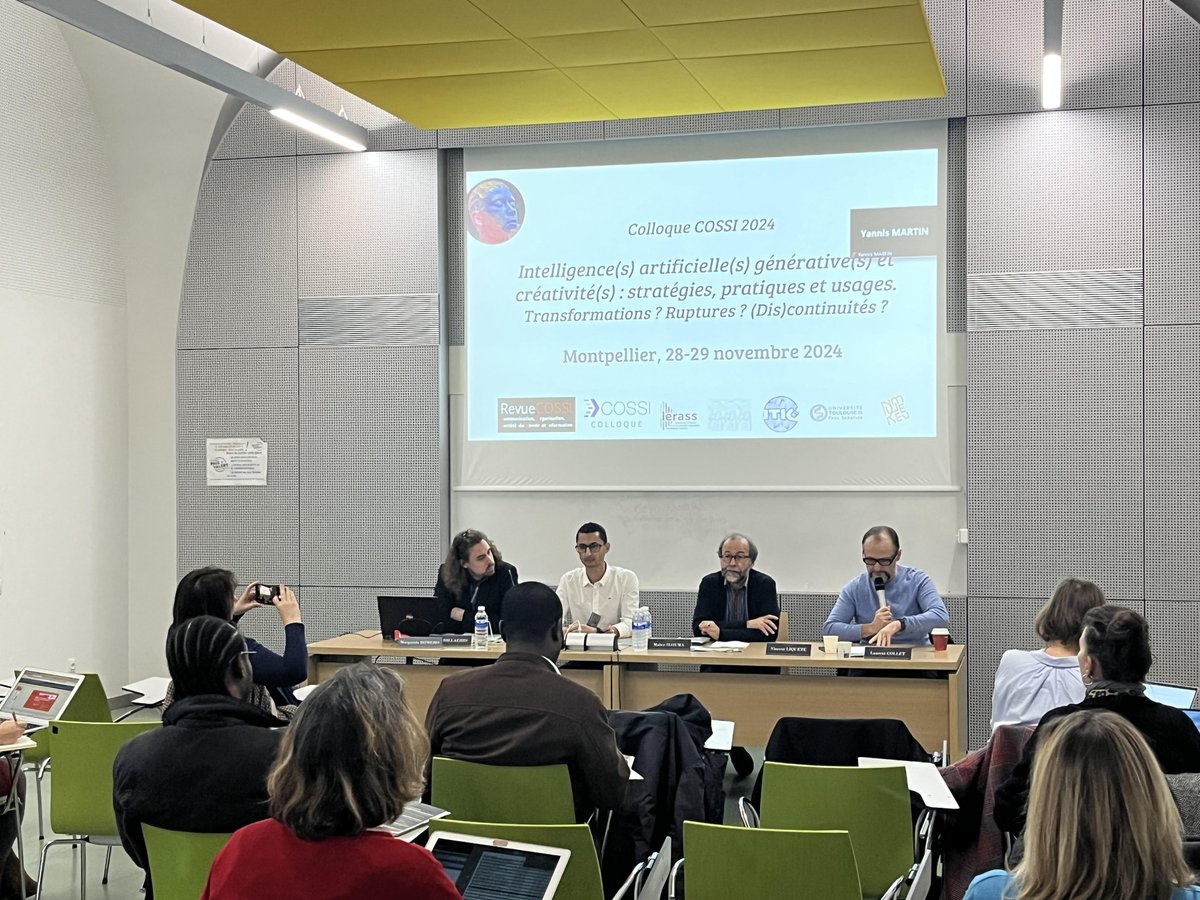 Le Colloque #COSSI2024, co-organisé par le <a href="/LerassCeric/">LerassCeric</a> et l'<a href="/AxeI2sp/">Axe I2SP</a>, sur la thématique de l'intelligence artificielle générative et créativités, a commencé ce matin à l'<a href="/univpaulvalery/">Université de Montpellier Paul-Valéry</a> ! <a href="/ITIC_Mtp/">ITIC Montpellier</a> <a href="/NumeRev/">NumeRev</a> <a href="/Infodocs/">Hans Dillaerts</a> <a href="/Maher83/">Maher SLOUMA</a> <a href="/Eva_Poration/">Eva Sandri</a> <a href="/aentraygues/">Adeline  Ségui Entraygues</a> <a href="/sl_lab/">Sarah Labelle</a>