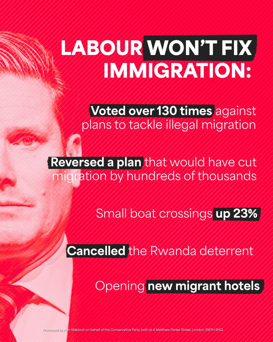 Conservatives's tweet photo. It’s no surprise that a PM who once said all immigration law is racist has no credible plan to bring immigration down. https://t.co/AJgmtK47M9
