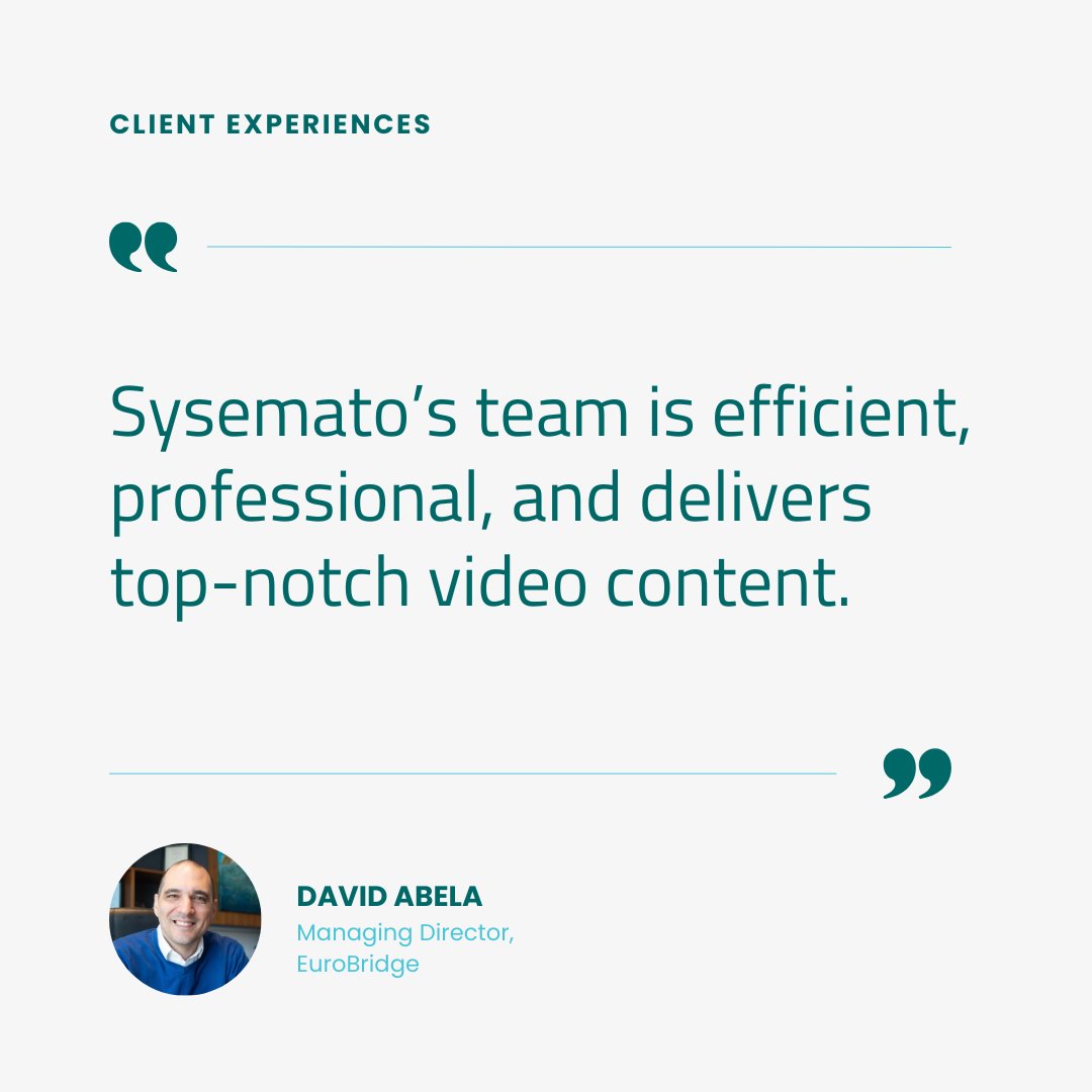 systemato's tweet photo. Happy to have served EuroBridge with a number of videos and ad spots over the years, and to have always hit the mark for them. 🎥 https://t.co/VW7aCdwRMj