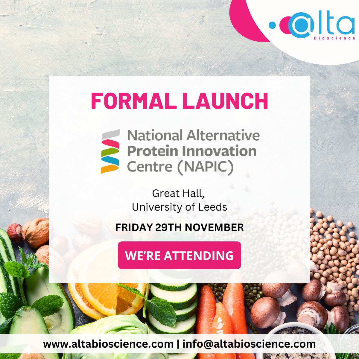 AltaBioscience (@altabioscience) on Twitter photo We're pleased to have joined #NAPIC as an industrial partner. Our team will attend the official launch at the <a href="/UniversityLeeds/">University of Leeds</a> tomorrow. Please contact us to find out more or if you'd like to meet on the day: altabioscience.com/news/altabiosc… #futureoffood #altprotein #aminoacidanalysis We're pleased to have joined #NAPIC as an industrial partner. Our team will attend the official launch at the <a href="/UniversityLeeds/">University of Leeds</a> tomorrow. Please contact us to find out more or if you'd like to meet on the day: altabioscience.com/news/altabiosc… #futureoffood #altprotein #aminoacidanalysis