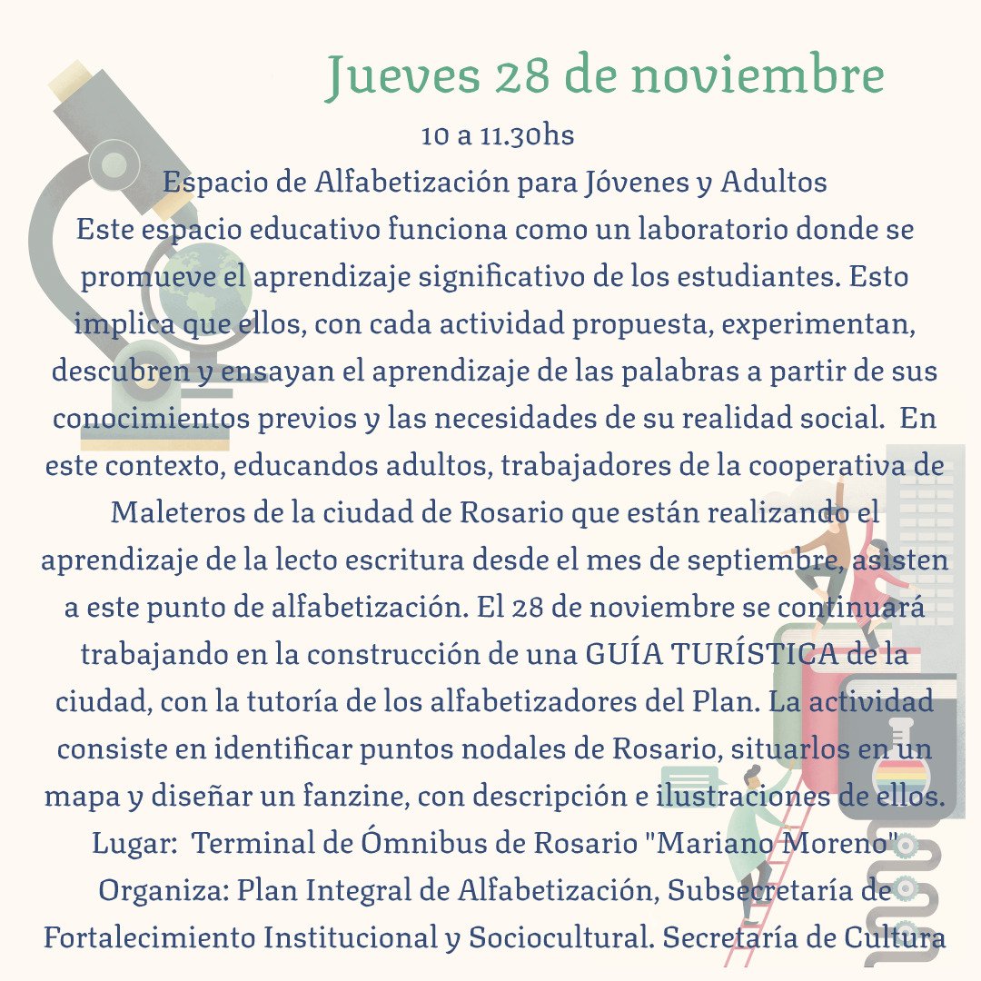 Este jueves participá de las propuestas que Rosario ciudad educadora tiene para vos! 
En el marco de la celebración del Día Internacional de la Ciudad Educadora. 
Toda la agenda en:
ciudadeseducadorasla.org/ciudades/dia-i…