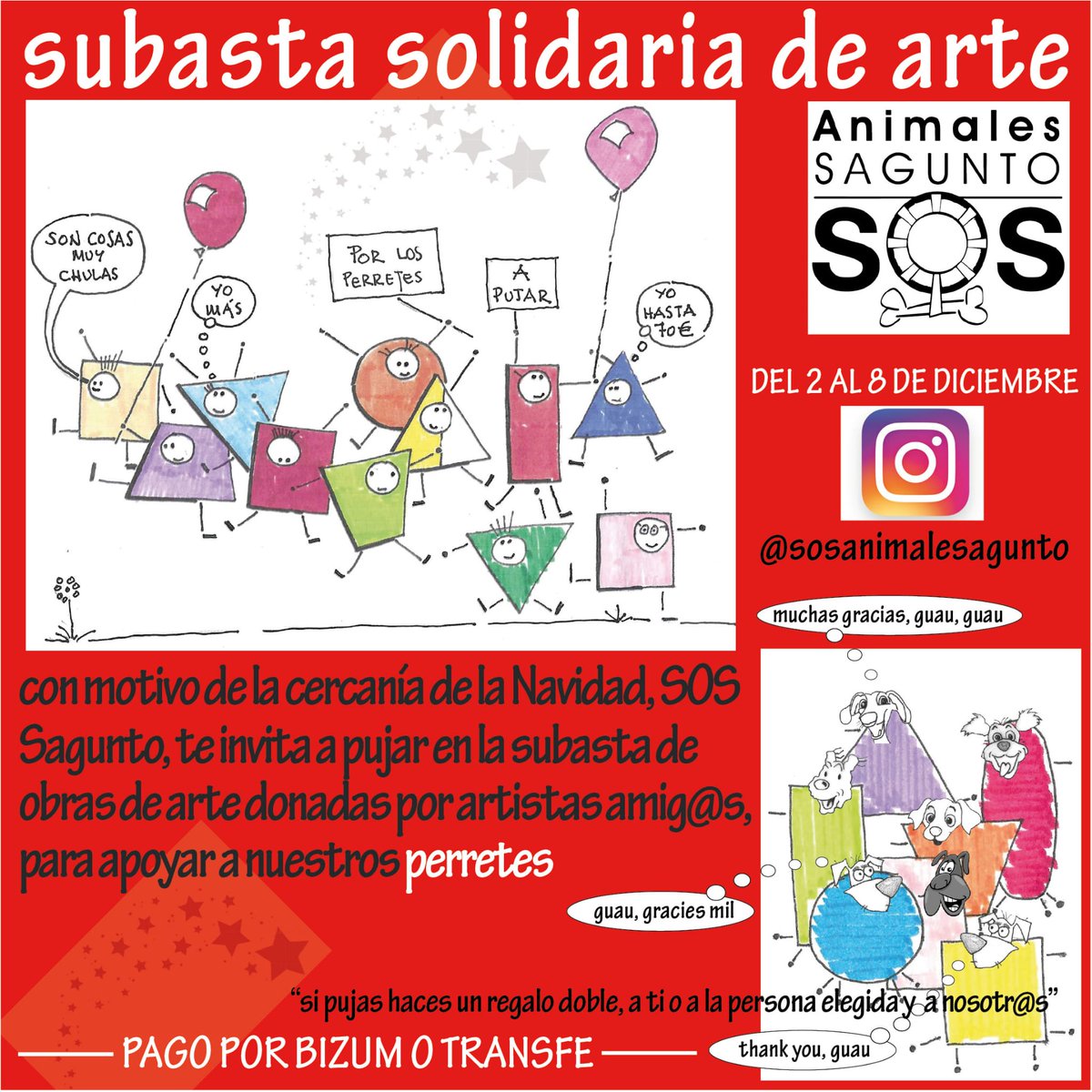 SOSdogscats's tweet photo. Del 2 al 8 de diciembre haremos una subasta solidaria de arte en nuestro instagram !!!! 
Guarda estos días en tu agenda https://t.co/uZpaLXTwDM