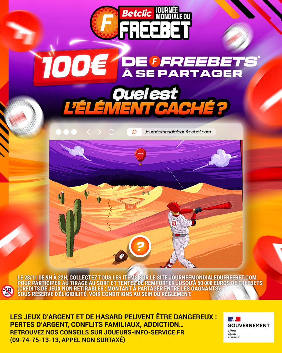 HOME RUUUUUN ! Tu as réussi à suivre la balle mais est-ce que tu as tout bien vu ? ⚾️ 👀

Quel objet est caché à cet endroit alors ? 10 x 10€ de Freebets* à se partager 💰

RT + Ta réponse avec #LaCourseAuxFreebets pour participer 🤝