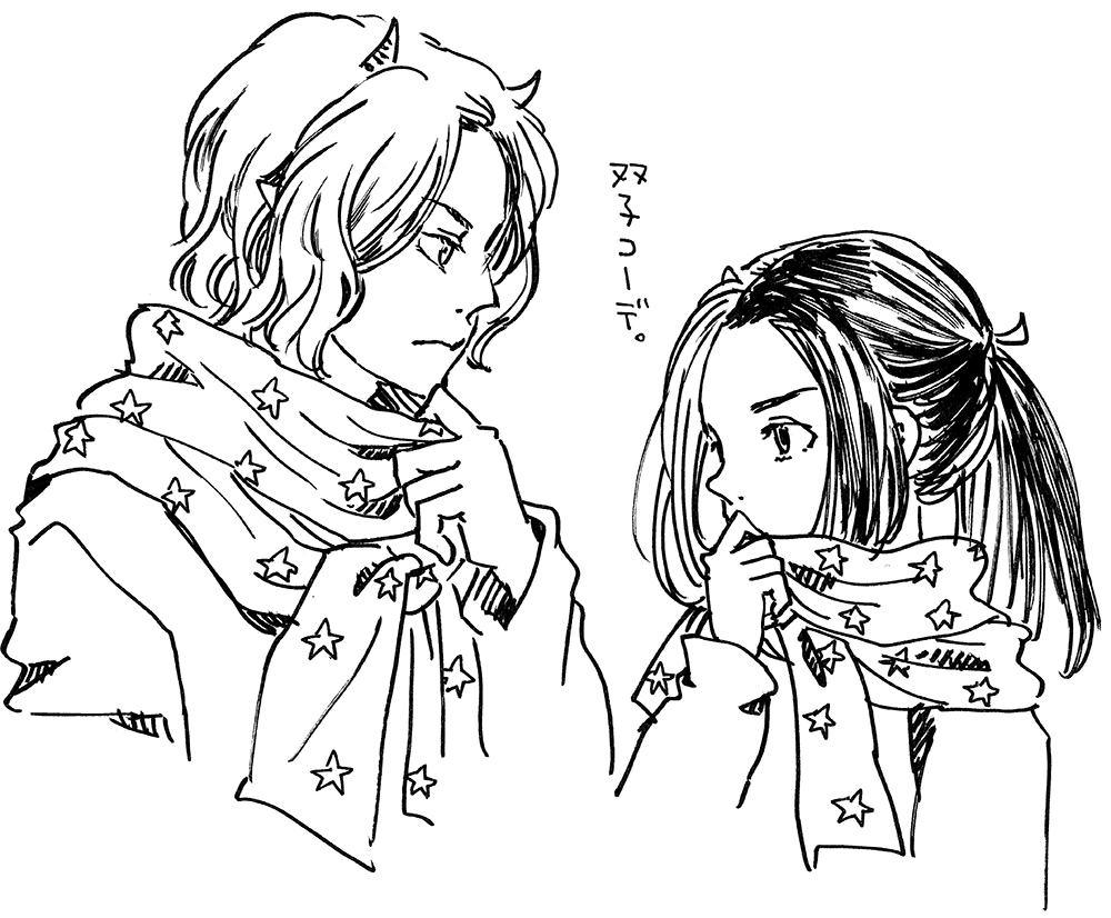ちょっと前に描いていた贋作桃太郎のみんなの落描きをスキャンしただけのやつ。 