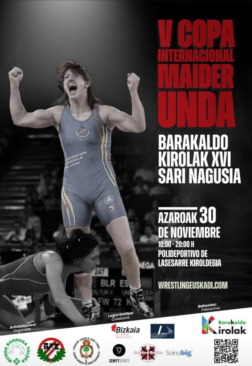 Este sábado día 30 de noviembre varios deportistas navarr@s se van a desplazar a Barakaldo para participar tanto en el Torneo de Barakaldo como en la Copa Internacional Maider Unda. 
Desde aquí desearos mucha suerte a tod@s.
.
.
.
#wrestlingnavarra