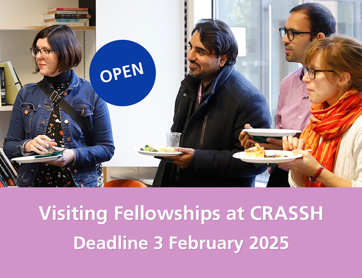 📣 Open for applications 

Visiting Fellowships are self-funded and open to scholars from outside Cambridge University working within the arts, humanities and social sciences, as well as medicine, engineering or natural sciences

Apply by 3 February 2025
bit.ly/45LBsAE