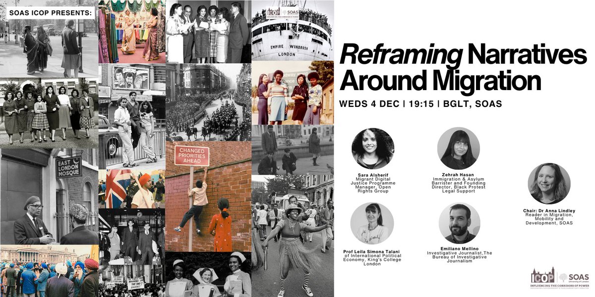 SOAS Influencing Corridors of Power (@soasicop) on Twitter photo How can we change discourse on migration and share stories reflecting the real human experience?
Join our expert panel at:
Reframing Narratives Around Migration
WED 4TH DEC | 7.15PM <a href="/SOAS/">SOAS University of London</a>
<a href="/zedhas3/">Zehrah Hasan🥷🏾🚩🇵🇸</a> <a href="/sarahalsherif/">Sara Alsherif</a> <a href="/leilasimona/">Leila Talani</a> <a href="/Mellino/">Emiliano Mellino</a>
BOOK eventbrite.co.uk/e/reframing-na…
#Migration How can we change discourse on migration and share stories reflecting the real human experience?
Join our expert panel at:
Reframing Narratives Around Migration
WED 4TH DEC | 7.15PM <a href="/SOAS/">SOAS University of London</a>
<a href="/zedhas3/">Zehrah Hasan🥷🏾🚩🇵🇸</a> <a href="/sarahalsherif/">Sara Alsherif</a> <a href="/leilasimona/">Leila Talani</a> <a href="/Mellino/">Emiliano Mellino</a>
BOOK eventbrite.co.uk/e/reframing-na…
#Migration