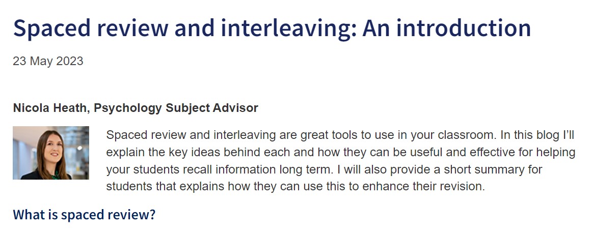 OCR_RS's tweet image. 📣 #RSteachers, would you like to find out more about #interleaving and #spacedrepetition? 

Check out this previous blog from @ocr_psychology
👉 ow.ly/g3rw50UbMJM