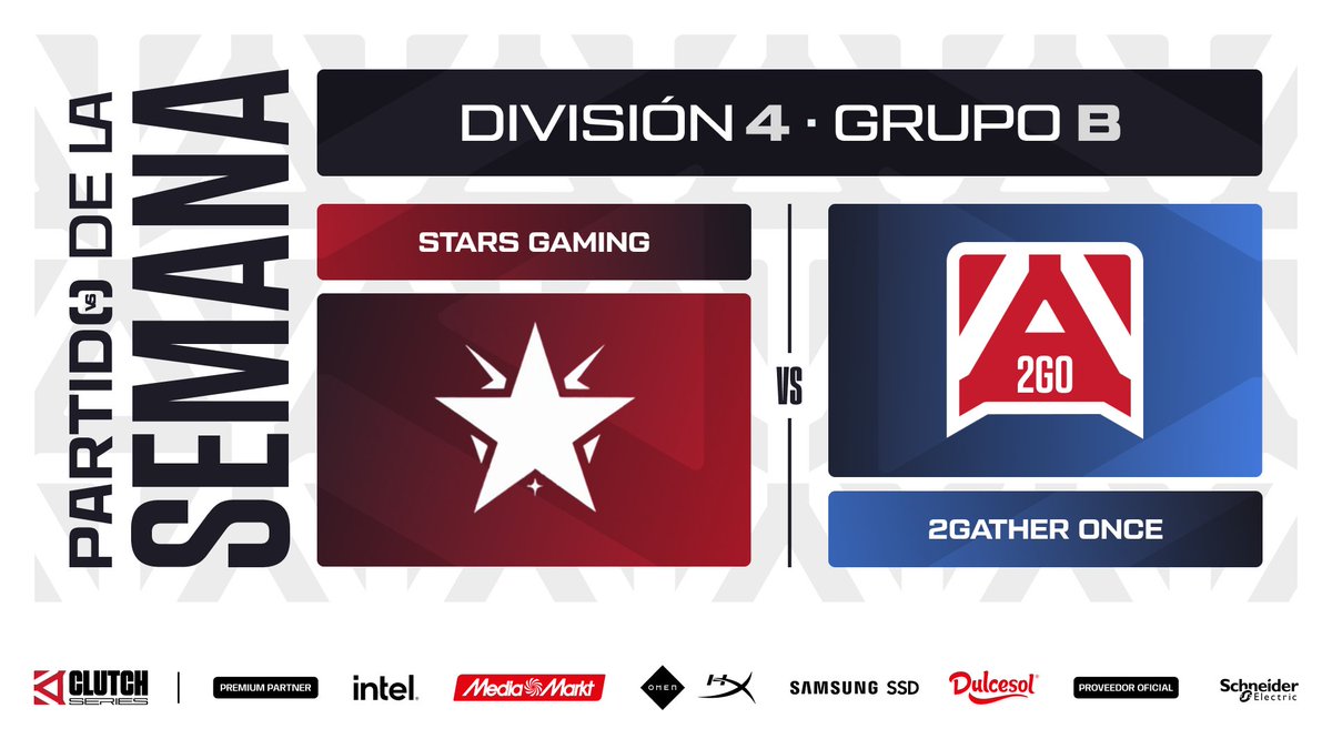 TormentaVALes's tweet photo. ¡Tenemos partido de la semana de las #ClutchSeries en la División 4!
Grupo B:
💥#StarsGaming vs @2GatherOnce
¡En juego el pase a Playoffs! https://t.co/l6PBIzWiOn