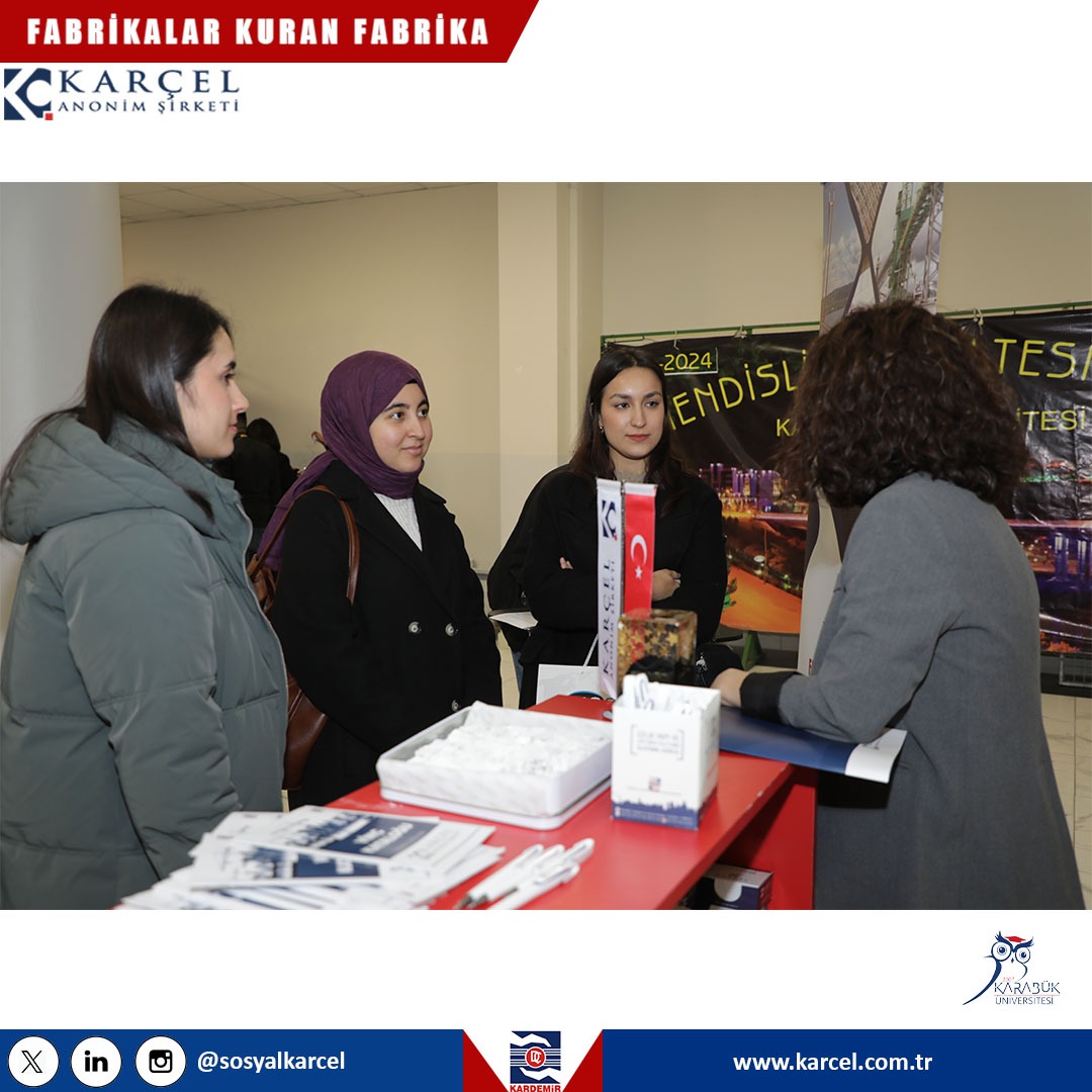 Karabük Üniversitesi tarafından Mühendislik Fakültesi Hamit Çepni Konferans Salonu’nda düzenlenen ‘’Kariyer Günleri’’ etkinliği kapsamında standımızda yerimizi alarak Karabük Üniversitesi öğrencileri ile bir araya geldik.

Etkinlik boyunca öğrencilerin sektör temsilcileriyle bir