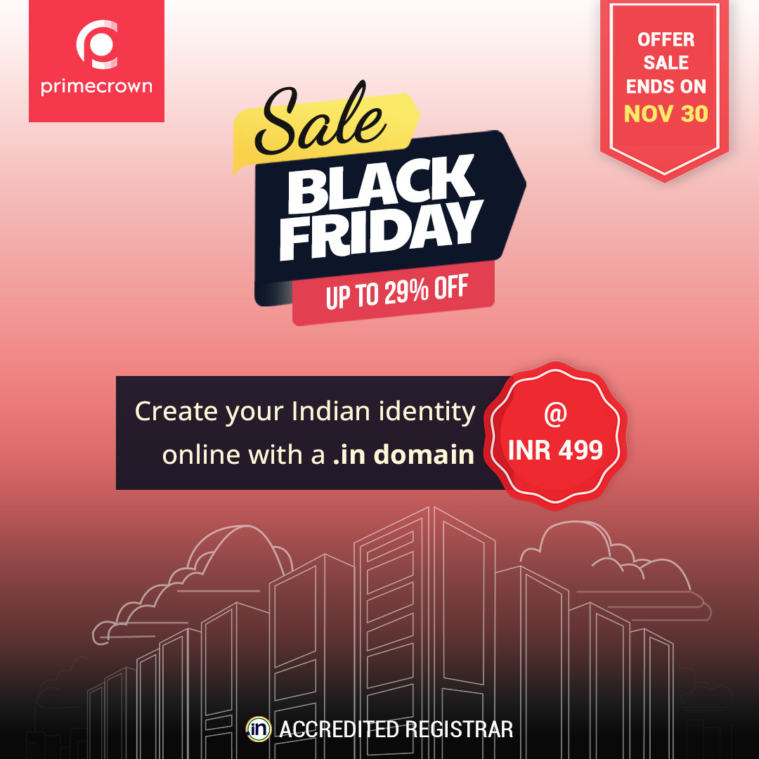 PrimecrownCorp's tweet photo. The Black Friday Sale is now live! Get your .in domains at PrimeCrown with an exclusive 29% discount!
.
.
.
.
.
#blackfriday #sale #primecrown #technology #infopark #infoparkkochi #kerala #india #blackfridaysale https://t.co/LkLJlaTDiu