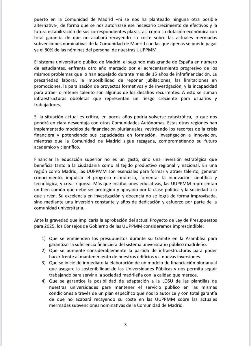 Los seis rectores de las universidades públicas mandan una carta a Ayuso para exigirle una financiación justa.

Absolutamente todos tienen clara una cosa: Ayuso es una amenaza para la universidad, la ciencia y el pensamiento crítico.