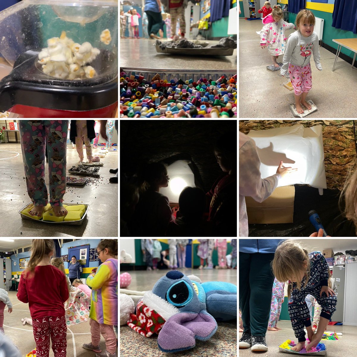 Having Adventures in the dark, with a #sleepover in a meeting! #Sensory course, shadow puppets, nocturnal wildlife and even popcorn! 🦶🌕🍿 #girlguiding #hernebay