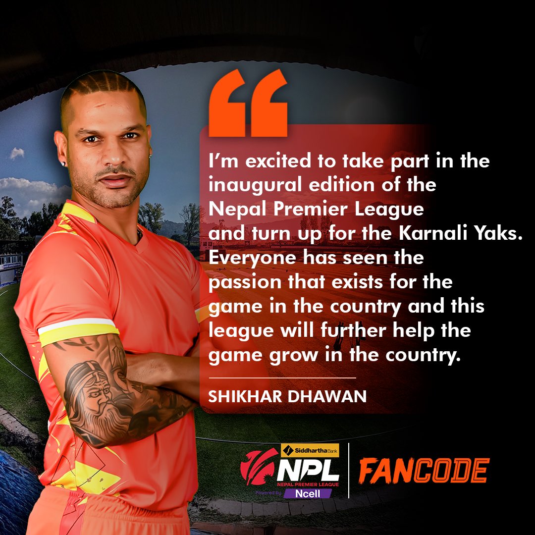 FanCode's tweet image. Dha-One and only Gabbar is all set to star in the Festival of the Himalayas! 🤩

Catch all the action from the Nepal Premier League starting Nov 30, LIVE on #FanCode! 

#NPLonFanCode