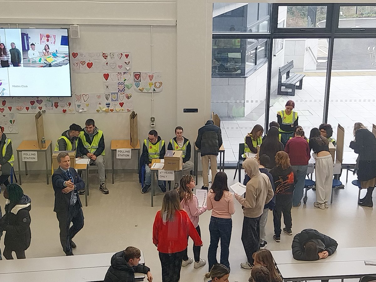 Today, SETSS goes to the polls 🗳️

We are hosting our very own General Election today where all students &amp; staff will vote for their candidates of choice running in the Dublin Rathdown Constituency ☑️

#GeneralElection #UseYourVote
<a href="/thomasgcashin/">Thomas Cashin / Tomás Ó Caisín</a>