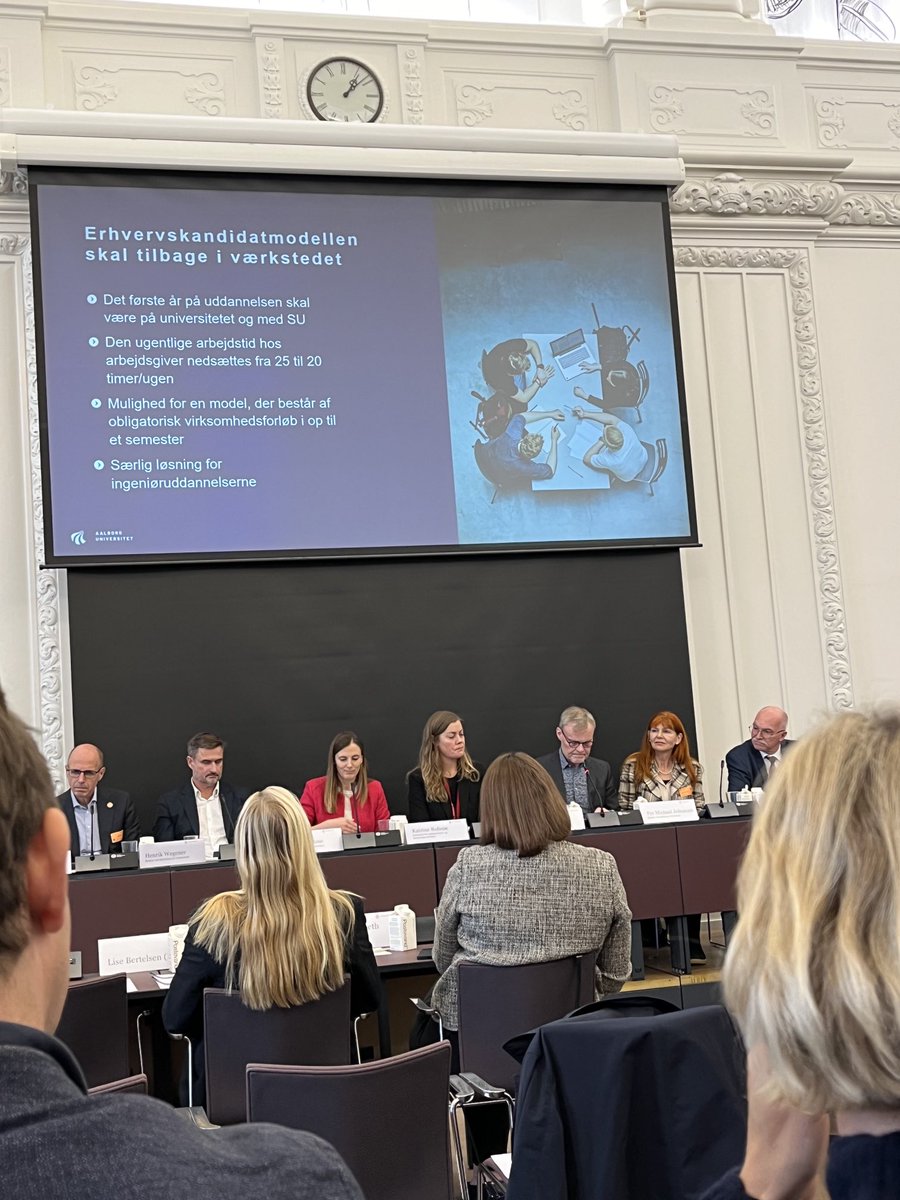 Til høring om kandidatudvalgets rapport. Stor tilslutning til at erhverskandidaten skal skrues markant anderledes sammen, så den bliver attraktiv for virksomheder og studerende, ellers er det ikke muligt at nå de politiske ambitioner om at lande på 20 %.