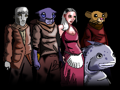 Today was a character portrait day. 5 so far including the hero (the blue guy). And yes, there's a talking fish. 
#indiedev #indiegame #IndieGameDev #rpginabox
#pixelart