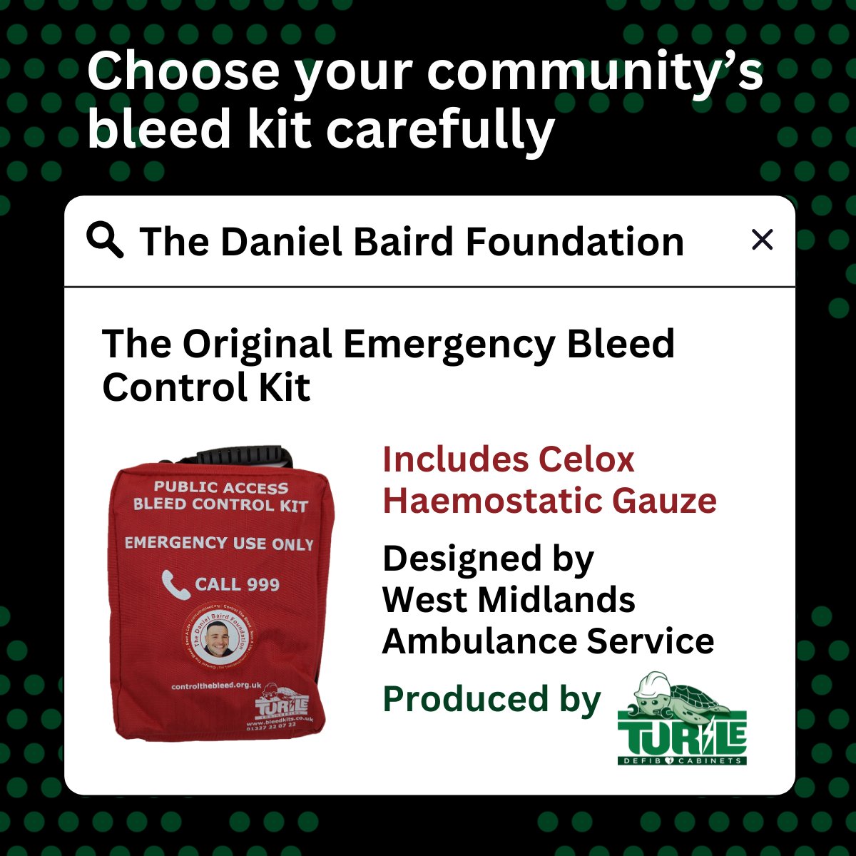 TurtleMedical's tweet photo. Haemostatic gauze causes blood to clot, but only some products are for #stabinjuries 🚑
What’s in your #emergency #bleedcontrolkit❓
Compare with the original @TheDanielBaird1 trauma kit, designed to handle life-threatening wounds 👉https://t.co/DU2n7bAPIh
#controlthebleed https://t.co/ra8KZt5fkr