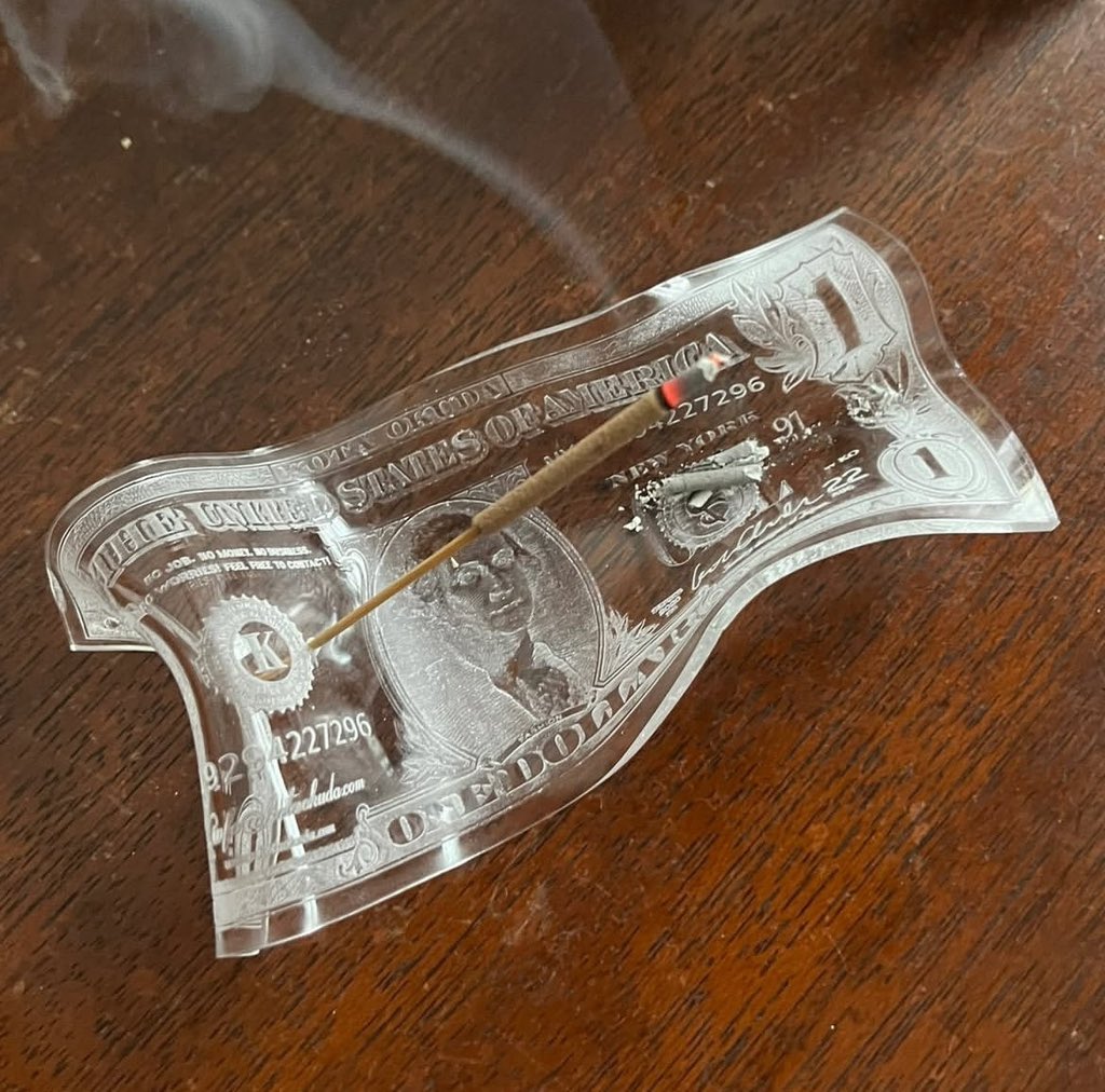 BANKNOTE INCENS HOLDER 6000円 1ドル札をクシャクシャにしたお香立て
