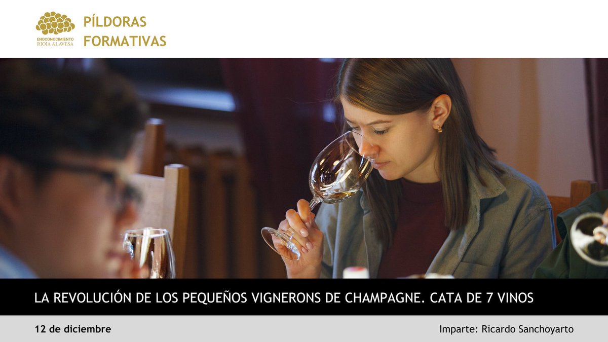 RiojaAlavesa's tweet photo. 🍇 El próximo 12 de diciembre, la Píldora "La Revolución de los pequeños vignerons de Champagne. Cata de 7 vinos" de #Enoconocimiento #RiojaAlavesa se llevará a cabo en @DominiodeBerzal
➕ Info e inscripciones 👉 https://t.co/qWFYNHWCw4 https://t.co/I8J66pJ1r6
