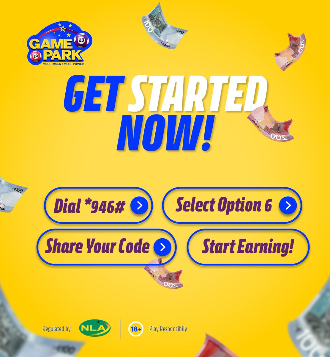 Share your code with your friends and earn GHS 1 gaming credit + 1% of their stake each time they play! You also earn 0.025% on your friends' referrals.

Dial *946# to get your code now!

#Gamepark #Earnandplay #Growandpla #Ghana #Money #mula @gameparkgh