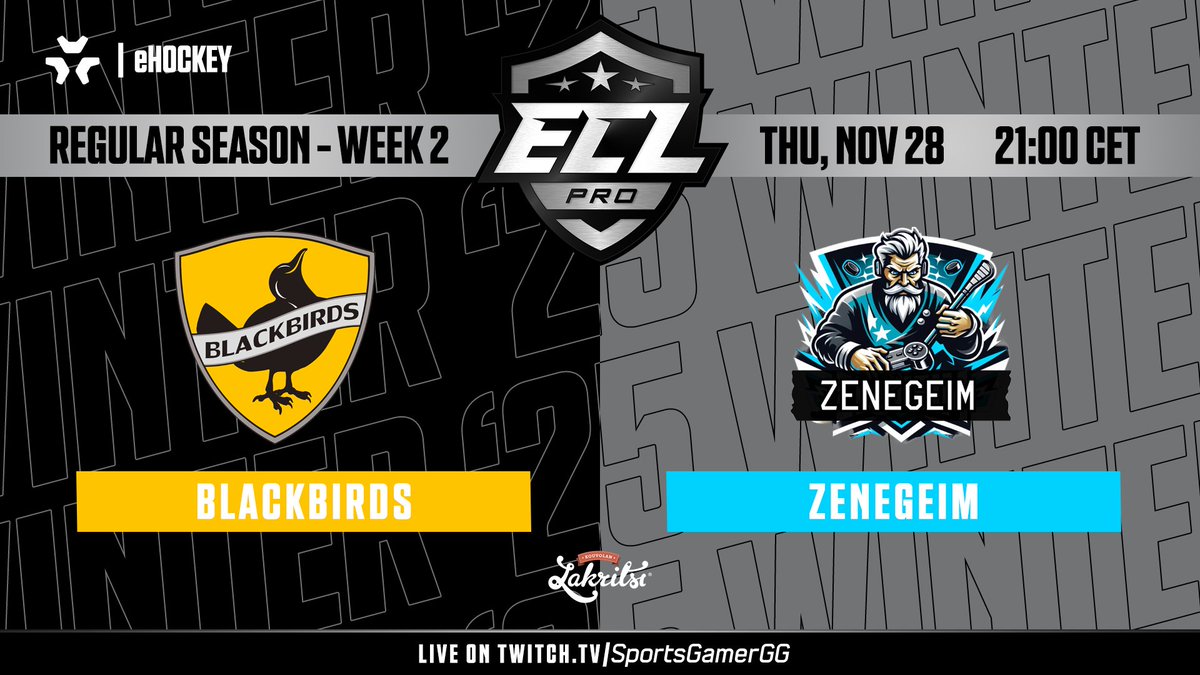 🔥 Surprise bonus stream between #1 and #2 in Group 1 of #ECL25Winter Pro tonight! 🔥

🏒 @BlackbirdsNHL vs. <a href="/Zenegeim/">Zenegeim</a>
⏰ 21:00 CET
📺 Watch LIVE on twitch.tv/SportsGamerGG

Who’s taking the W tonight? Don’t miss out! 👀

#eHockey #NHL25 #KouvolanLakritsi