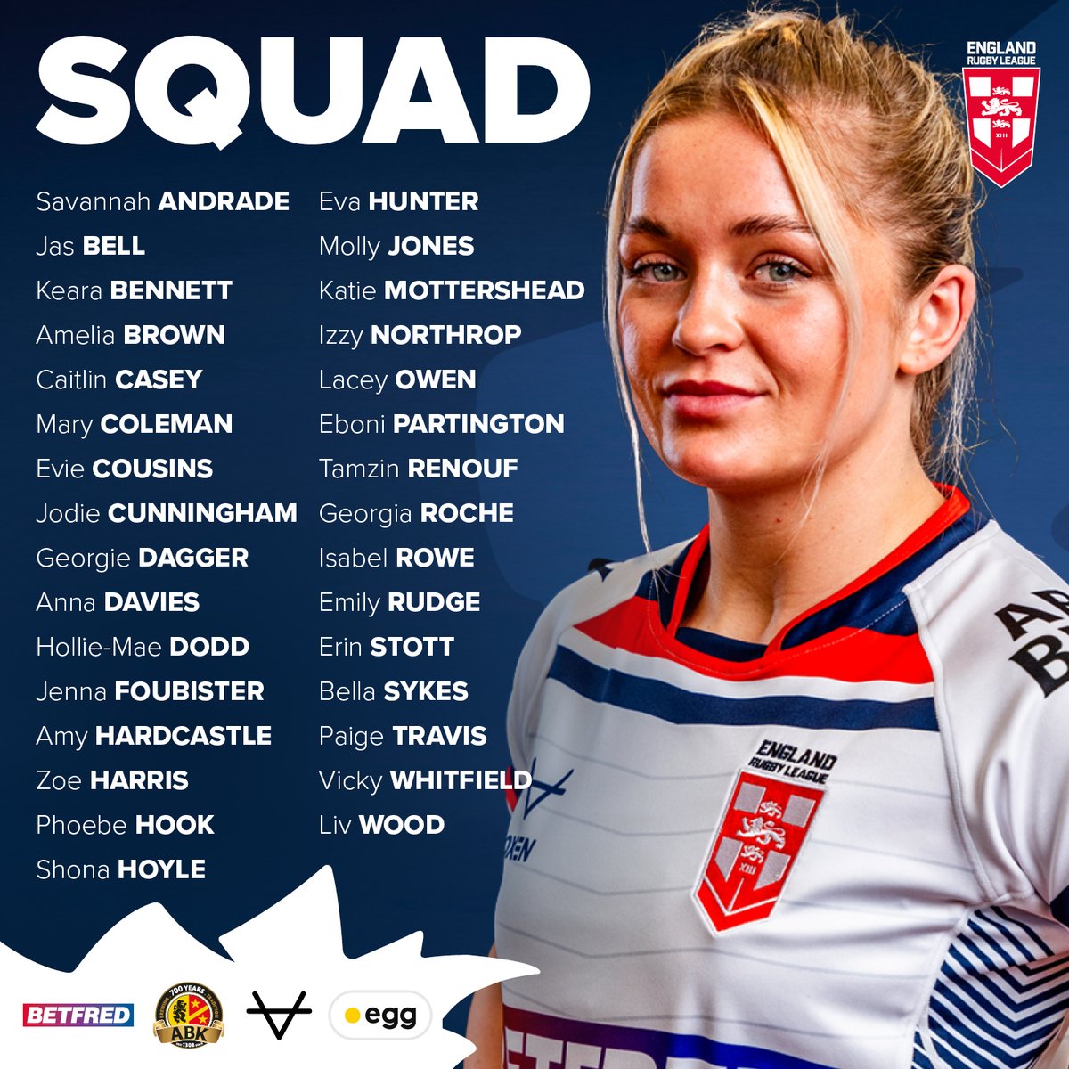 York RLFC Valkyrie (@yorkvalkyrie) on Twitter photo π Congratulations to <a href="/SavannahGracexx/">Savannah</a>, <a href="/Jasbell98/">π΅ππππππ πππππ¦</a>, <a href="/97georgieh/">Georgie Dagger</a>, <a href="/lace_owen/">Lacey Owen</a>, <a href="/Partingto3Eboni/">Eboni Partington</a>, <a href="/TamzinRenouf/">Tamzin Renouf</a> and Liv Wood, who have all been selected for the <a href="/England_RL/">England Rugby League</a> train-on squad ahead of their clash against Australia in Las Vegas in March!
#RiseUp | #WeAreYork π Congratulations to <a href="/SavannahGracexx/">Savannah</a>, <a href="/Jasbell98/">π΅ππππππ πππππ¦</a>, <a href="/97georgieh/">Georgie Dagger</a>, <a href="/lace_owen/">Lacey Owen</a>, <a href="/Partingto3Eboni/">Eboni Partington</a>, <a href="/TamzinRenouf/">Tamzin Renouf</a> and Liv Wood, who have all been selected for the <a href="/England_RL/">England Rugby League</a> train-on squad ahead of their clash against Australia in Las Vegas in March!
#RiseUp | #WeAreYork
