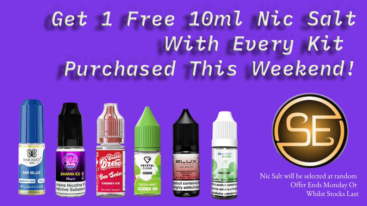 Get 1 x 10ml Nic Salt FREE with Every Kit Purchased This Black Friday Weekend 💥