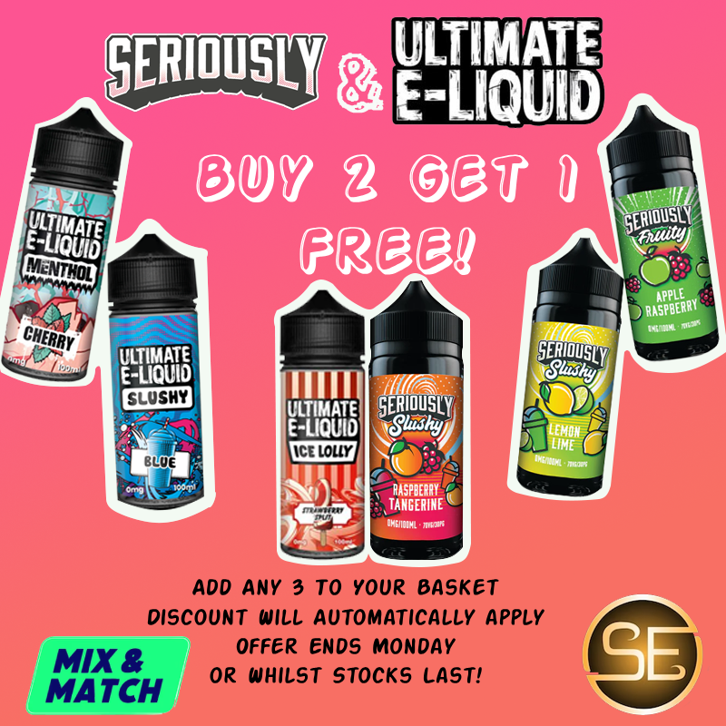Buy 2 get 1 free on selected 100mls this Black Friday Weekend 🤩

simplyeliquid.co.uk/search?q=serio…