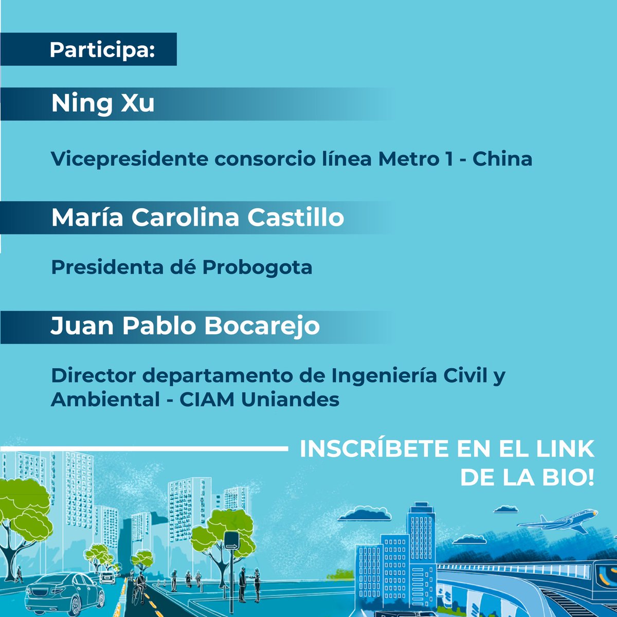 UniandesCIAM's tweet photo. ¡Últimas horas para inscribirte a #VolverALosAndes! ⏰
No te pierdas la charla Bogotá se prepara para el Metro y descubre cómo podemos construir una ciudad más conectada y sostenible.
¡Inscríbete ya! https://t.co/GpnvyfCYHE
#Uniandes #Bogotá #Sostenibilidad #CIAM https://t.co/b18iZvk8FE