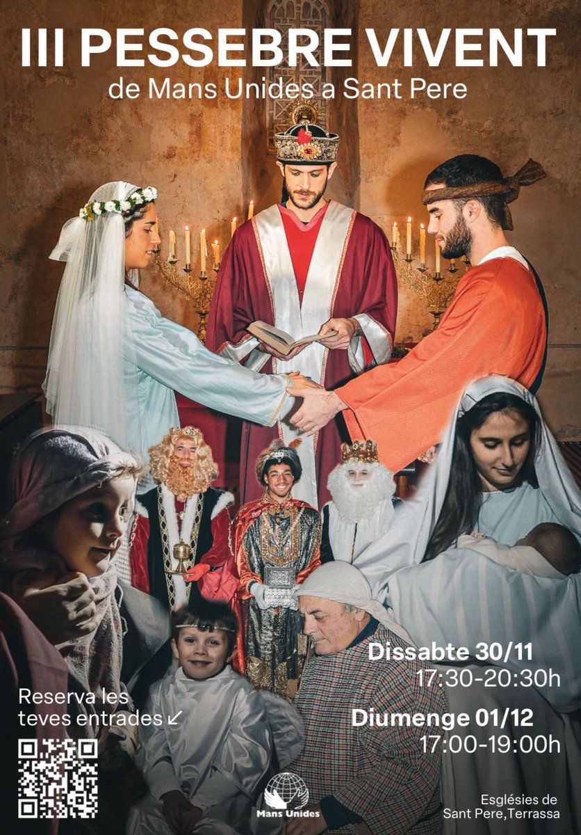 Aquest cap de setmana celebrarem la 3a edició del Pessebre Vivent a les Esglésies de Sant Pere de Terrassa ❗️

Pots reservar la teva entrada a: forms.gle/iGsQiEbdn9DxHs…