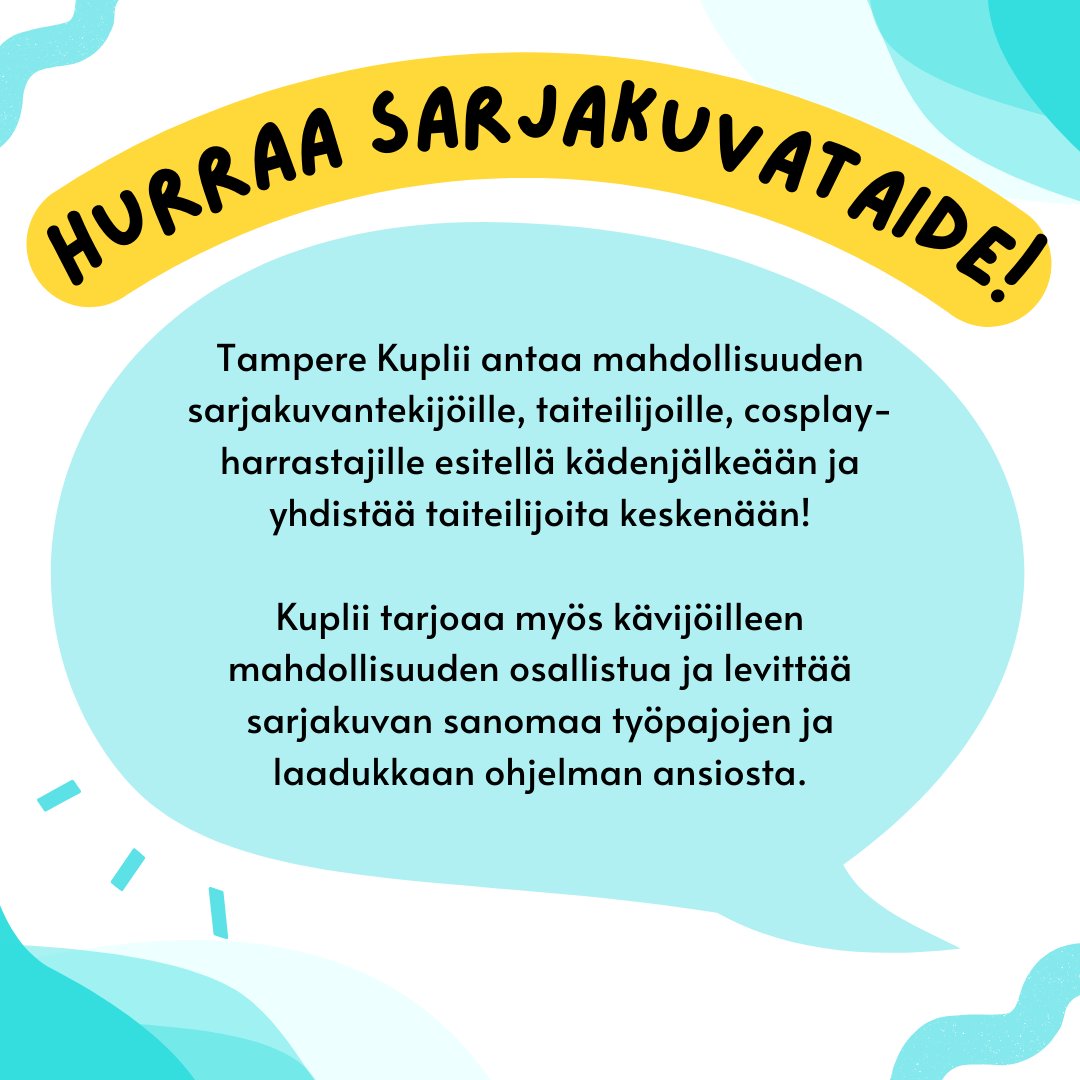 TreKuplii's tweet photo. Nyt on viime hetket käydä äänestämässä Kupliita S-eturyhmän Kannustajat -kampanjassa! 

Äänestämällä tuet Tampere Kupliin toimintaa Suomen suurimpana, täysin ilmaisena hyvänmielen sarjakuvafestivaalina!  
#kannustajat #pirkanmaanosuuskauppa #tamperekuplii https://t.co/gAliwNNzJR