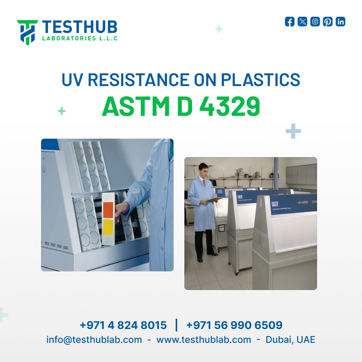 TesthubLab's tweet image. 🔬 UV RESISTANCE ON PLASTICS , ASTM D 4329
Ensure Durability with Testhub Laboratories UAE!

🌐: testhublab.com
📱: +971 4 824 8015, +971 56 990 6509

#UVResistanceTesting #PlasticsTesting #ASTMD4329 #DurabilityTesting #MaterialTesting #TesthubLabs #WeatheringTest
