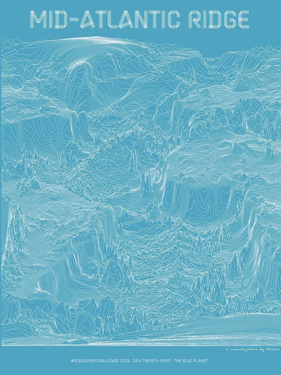 researchremora's tweet image. #30DayMapChallenge · Day 28 · The blue planet. I've shared the Mid-Atlantic Ridge in shaded relief. And I've shared it in hexagons. Now see it in lines.
#ggplot2 adventures, an #rstats tale