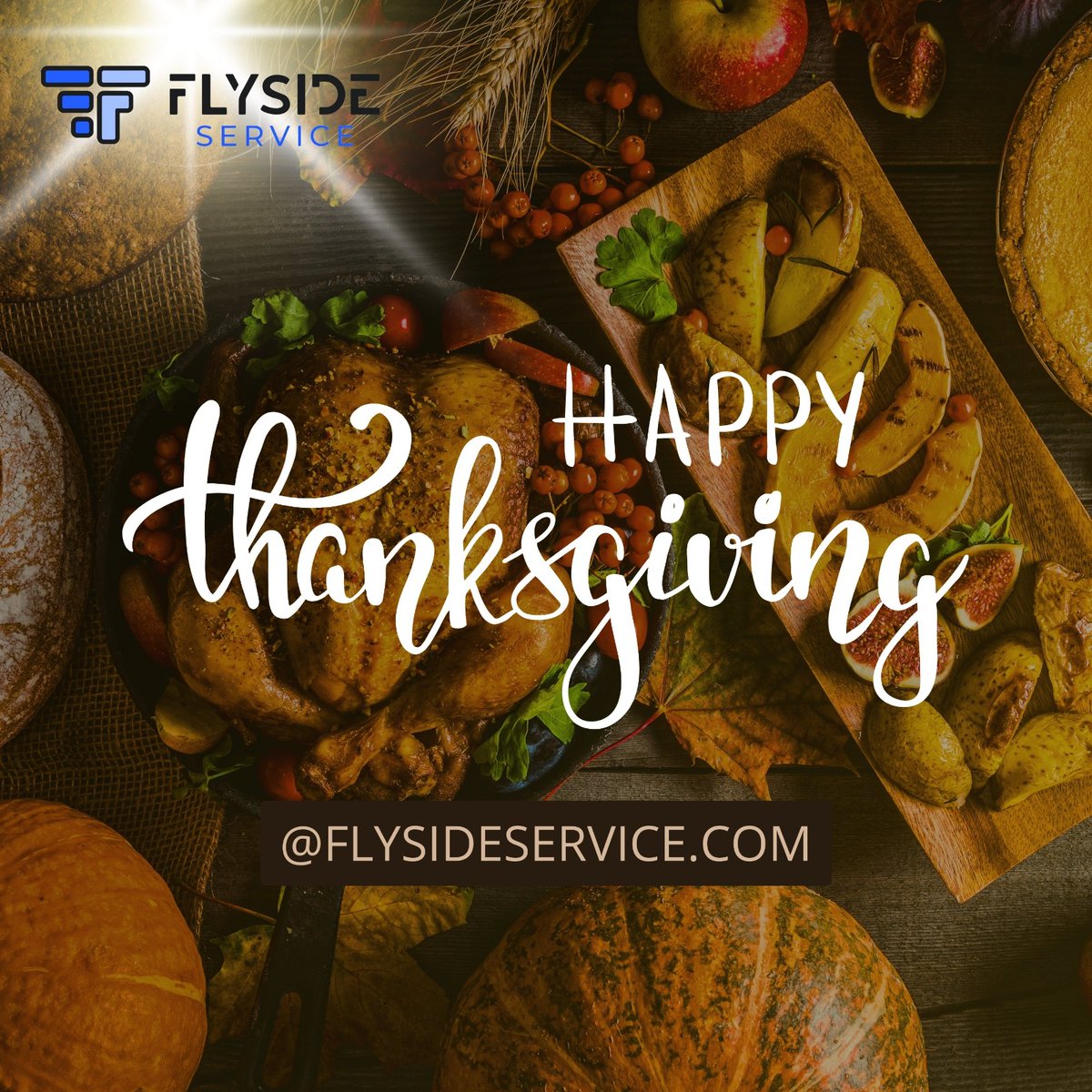 Happy Thanksgiving from all of us at Flyside Service! 🦃🍂 We're grateful for our amazing clients and the opportunity to serve you. Wishing you a day filled with joy, love, and gratitude!