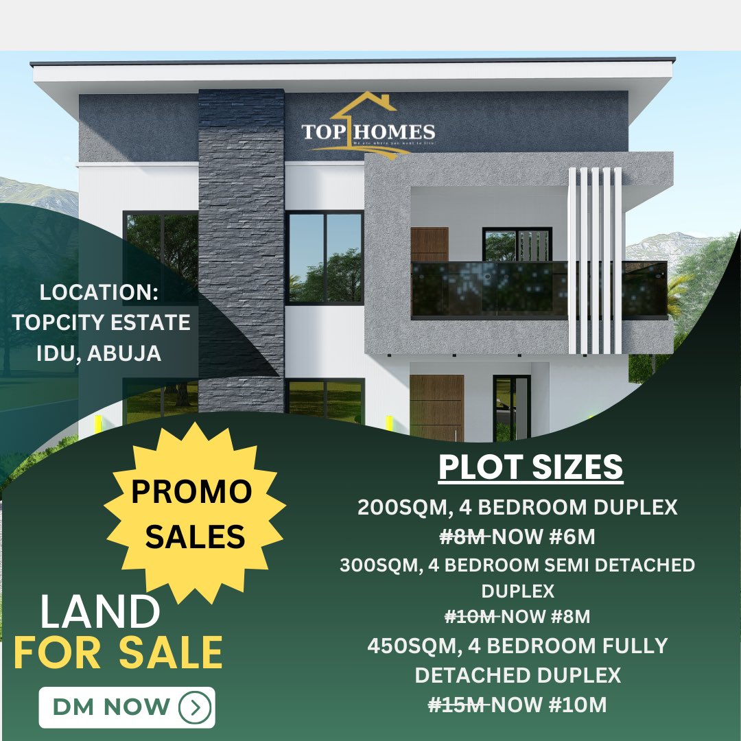 Preshy52807759's tweet photo. @elonmusk #TopHomesLimited #LandOfOpportunities #DreamBigOwnLand #RealEstateGoals #SmartInvestments”  
#trendingvideo #realestateexpert #investment #Tophomeslimited #abujarealestate #LandOwnershipGoals https://t.co/AWpa88ddd3