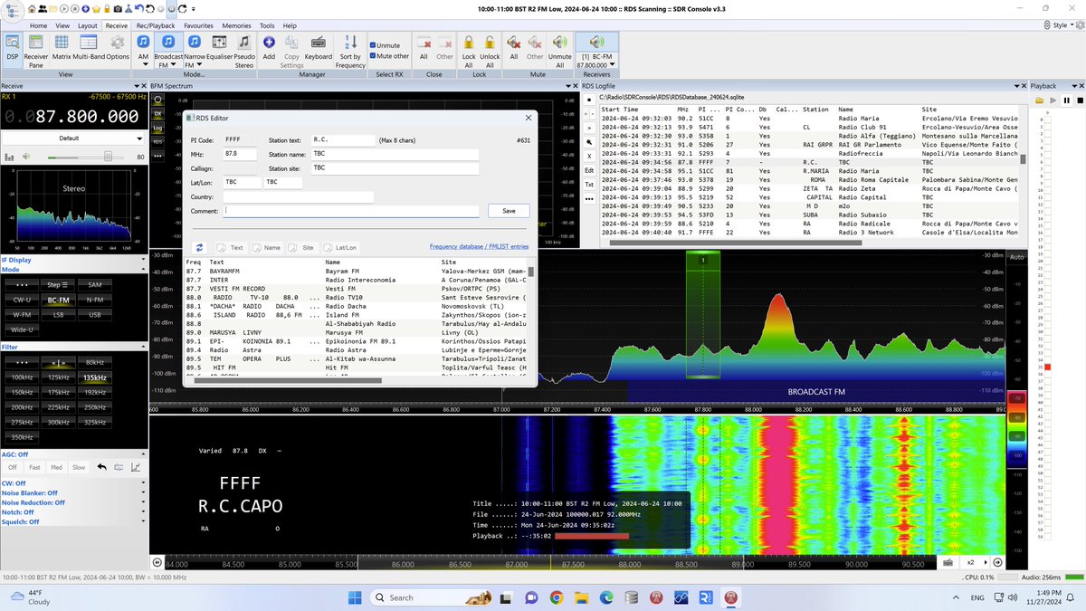 6_stringtheory's tweet image. I&apos;m wading my way through some Es IQ recordings made on 24th June this year and have spotted something I can&apos;t recognise on 87.8 - I&apos;m hoping it&apos;s not one of those in-car mini FM TX monsters and this *was* in the middle of an opening to a big swathe of Europe.

Any ideas?

#FMDX