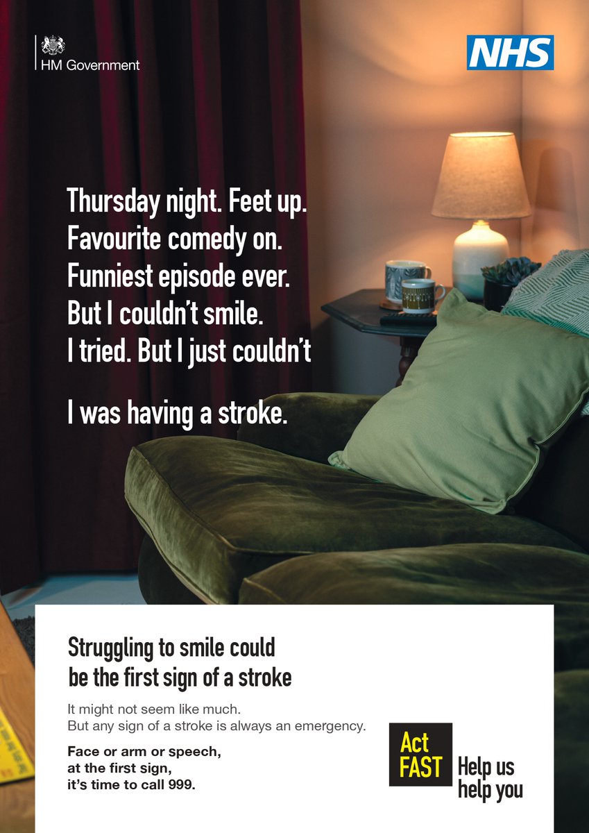 Black people are almost twice as likely to have a stroke as White people

African, Black Caribbean and South Asian descent in the UK have strokes earlier on in their lives. 

Act FAST. Face or arm or speech, at the first sign, it's time to call 999

Visit nhs.uk/ActFAST