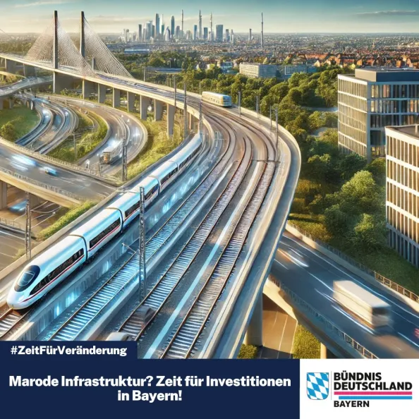 buendnisby's tweet photo. #Marode Straßen, kaputte Brücken, verspätete Züge – Bayern braucht eine Infrastruktur-Offensive! Investieren statt warten: Für Freiheit, Wohlstand & Sicherheit! Jetzt handeln, bevor wir abgehängt werden. #BayernErneuern #InvestierenStattWarten #BündnisDeutschland https://t.co/Ogce7PZsLJ