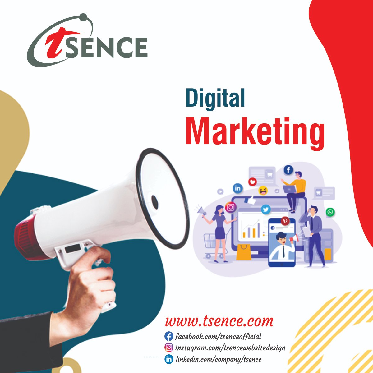 tsenceweb's tweet image. Take advantage of #Tsence's professional #digital_marketing services to increase brand awareness and produce outcomes! We offer tailored strategies that help your company reach the right audience and expand online, from social media and SEO to content production.