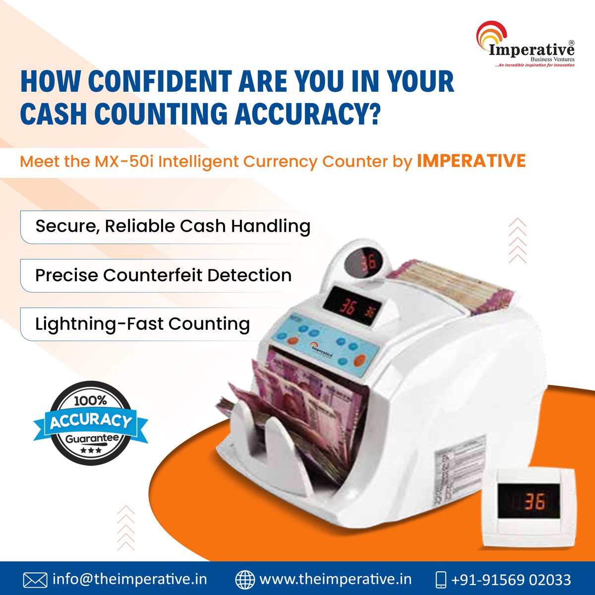 Imperative024's tweet image. Secure. Precise,Lightning-fast. That’s MX-50i
Accuracy matters, especially in cash handling! With the MX-50i Currency Counter by Imperative, every note is counted with precision, speed, and security. Secure your transactions with advanced technology you can trust.
#SmartCounting